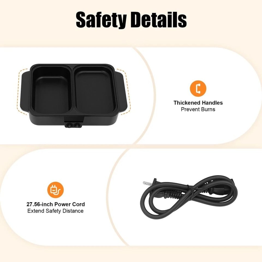 Electric Hot Pot With Grill NonStick Korean BBQ Shabu Shabu Cooker 4