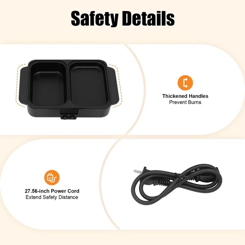 Electric Hot Pot With Grill NonStick Korean BBQ Shabu Shabu Cooker 4