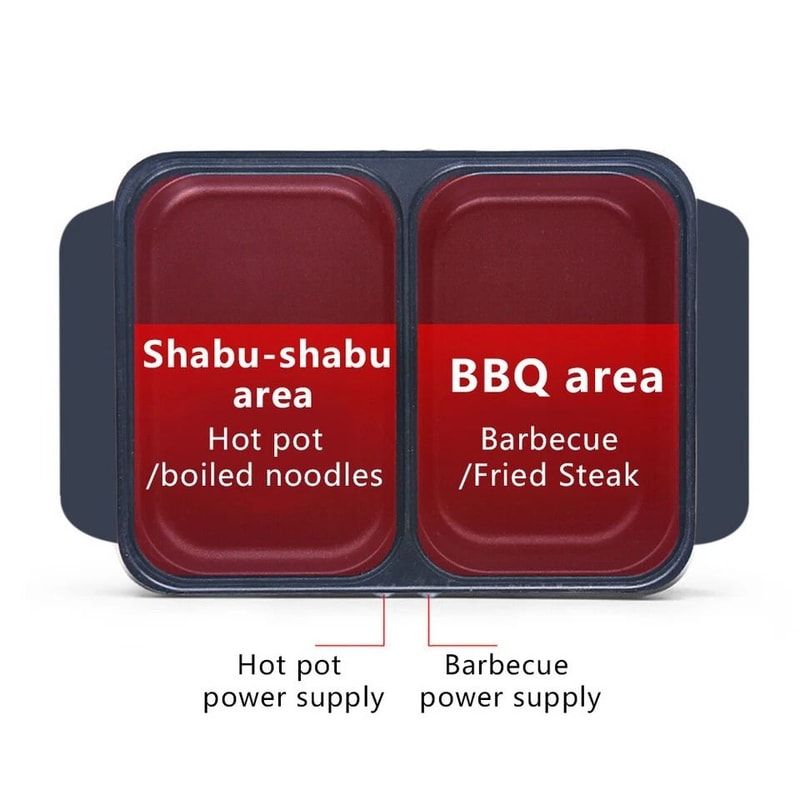 Electric Hot Pot With Grill NonStick Korean BBQ Shabu Shabu Cooker 6