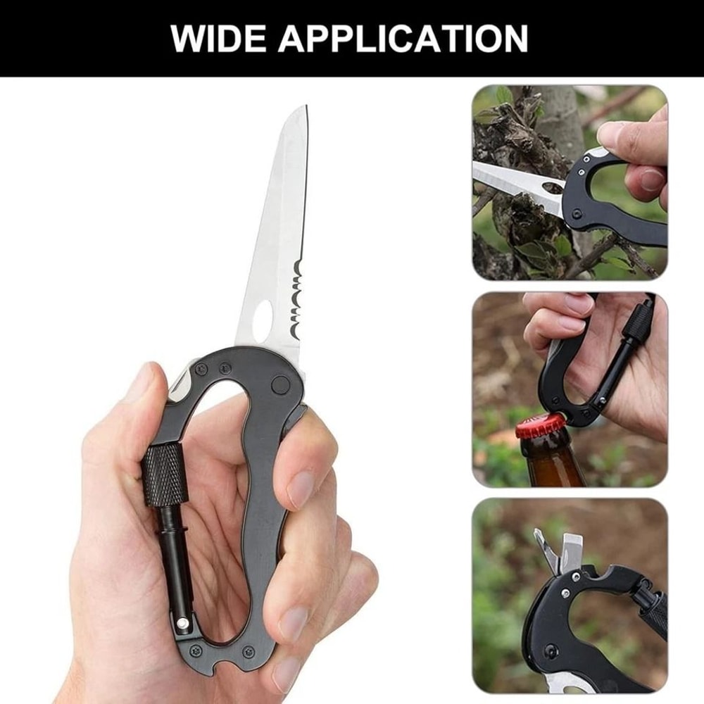 EDC Carabiner Multitool Keychain With Pocket Knife And Bottle Opener 1
