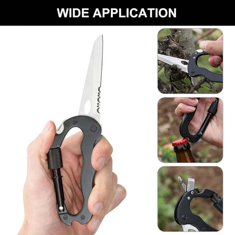 EDC Carabiner Multitool Keychain With Pocket Knife And Bottle Opener 1