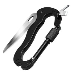 edc carabiner multitool keychain with pocket knife and bottle opener