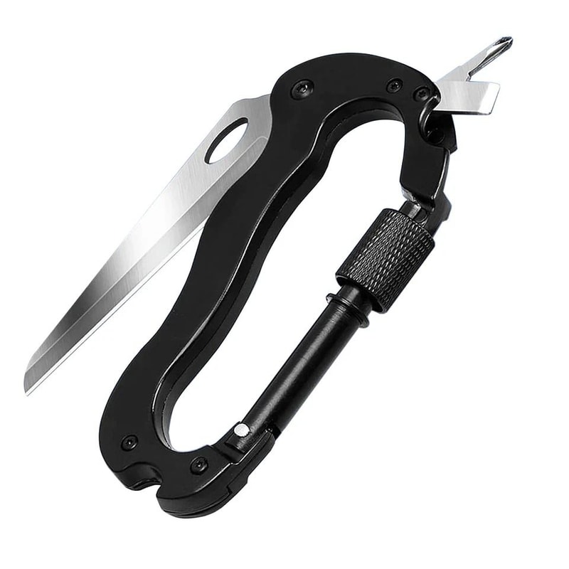 EDC Carabiner Multitool Keychain With Pocket Knife And Bottle Opener 0