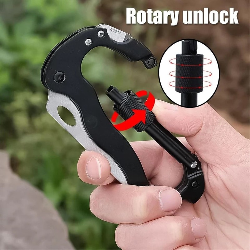 EDC Carabiner Multitool Keychain With Pocket Knife And Bottle Opener 3