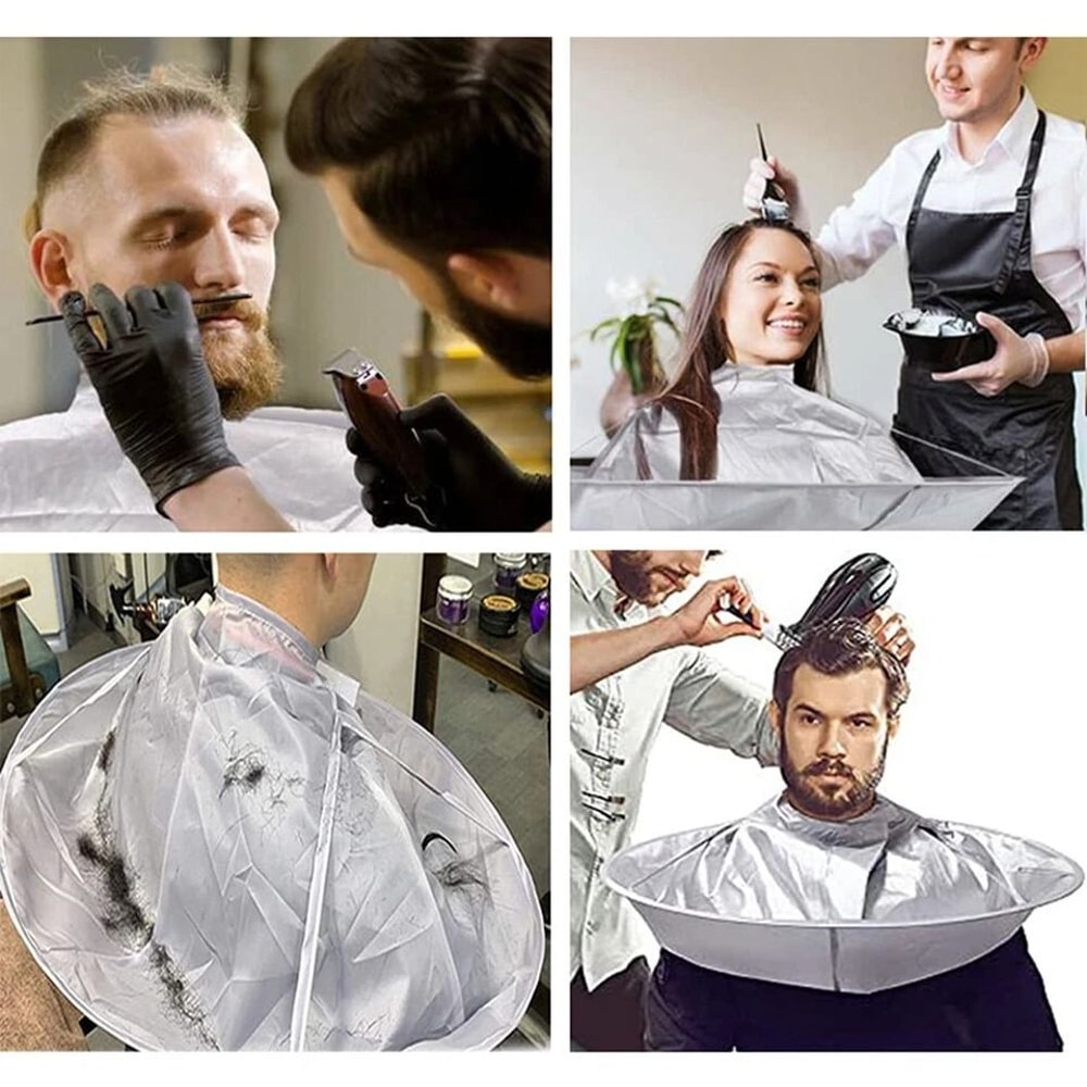Mess Free Hair Cutting Cape With Umbrella Hair Catcher For Home Barber And Salon Use 4