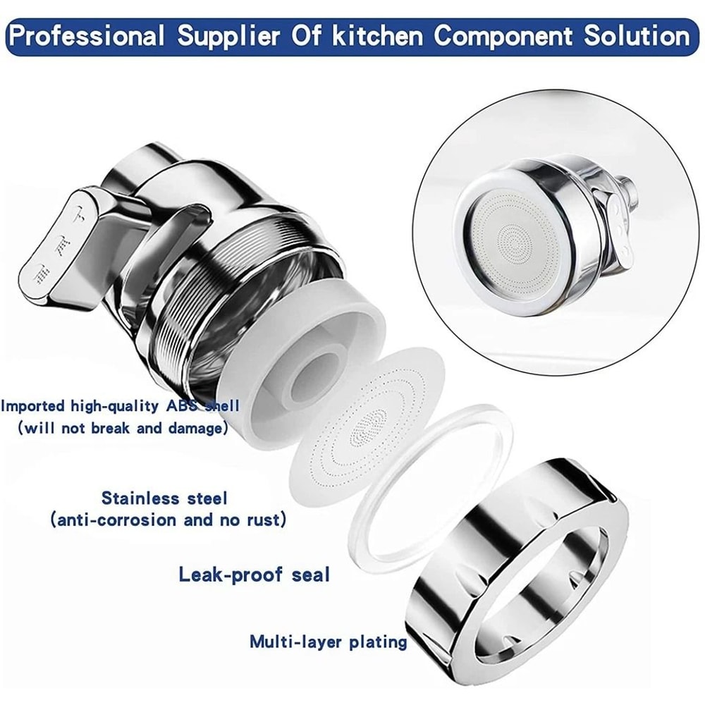 Rotating Kitchen Faucet Sprayer Water Saving Swivel Aerator Attachment 3