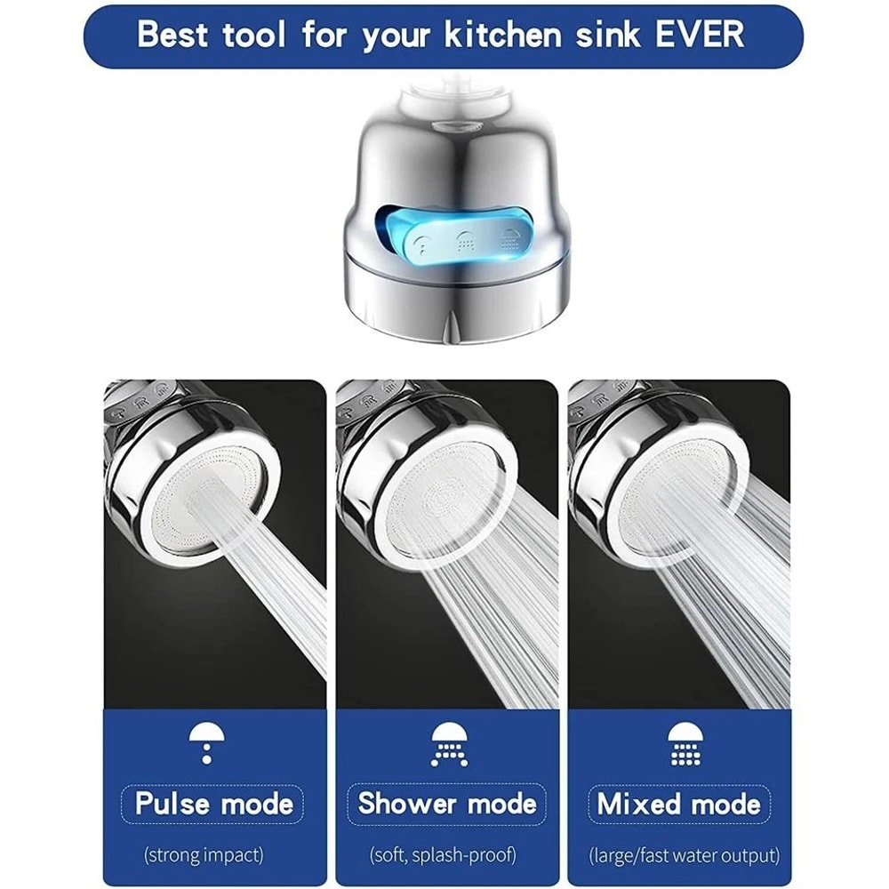 Rotating Kitchen Faucet Sprayer Water Saving Swivel Aerator Attachment 5