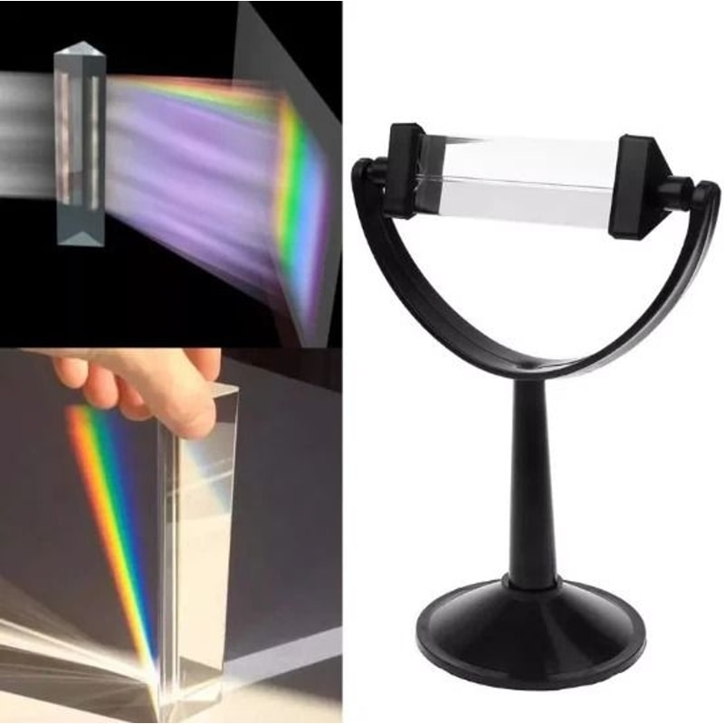 Optical Glass Prism With Stand For Light Spectrum Physics Teaching 2