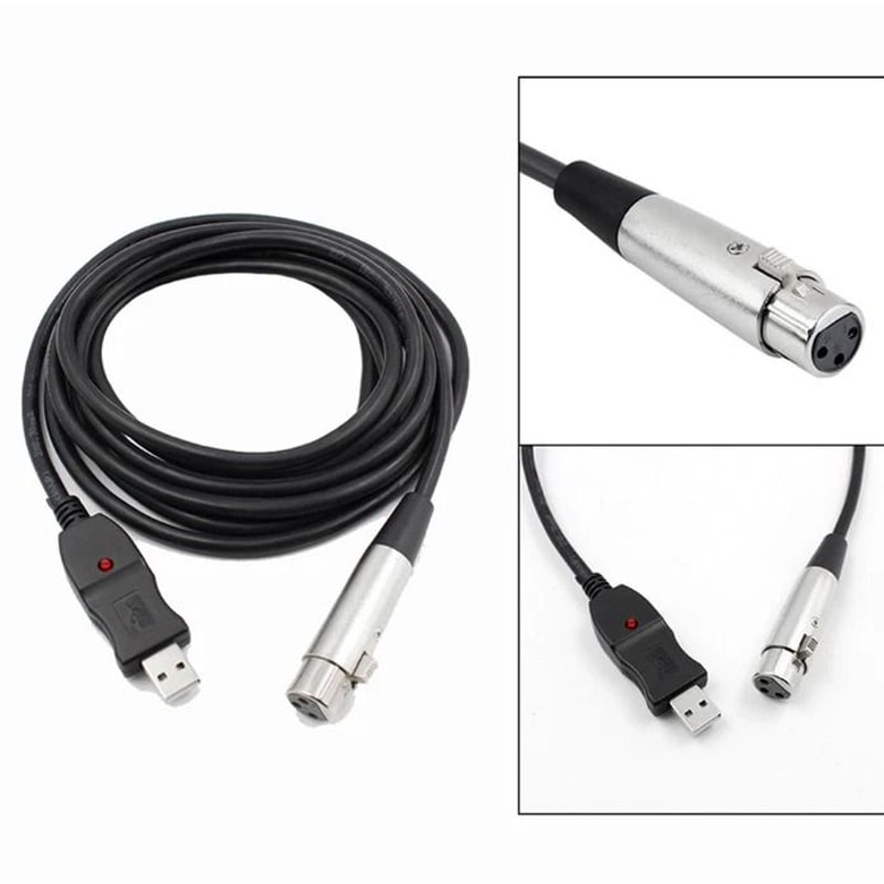 USB To XLR Female Microphone Recording Cable Plug And Play Studio Audio Adapter 1