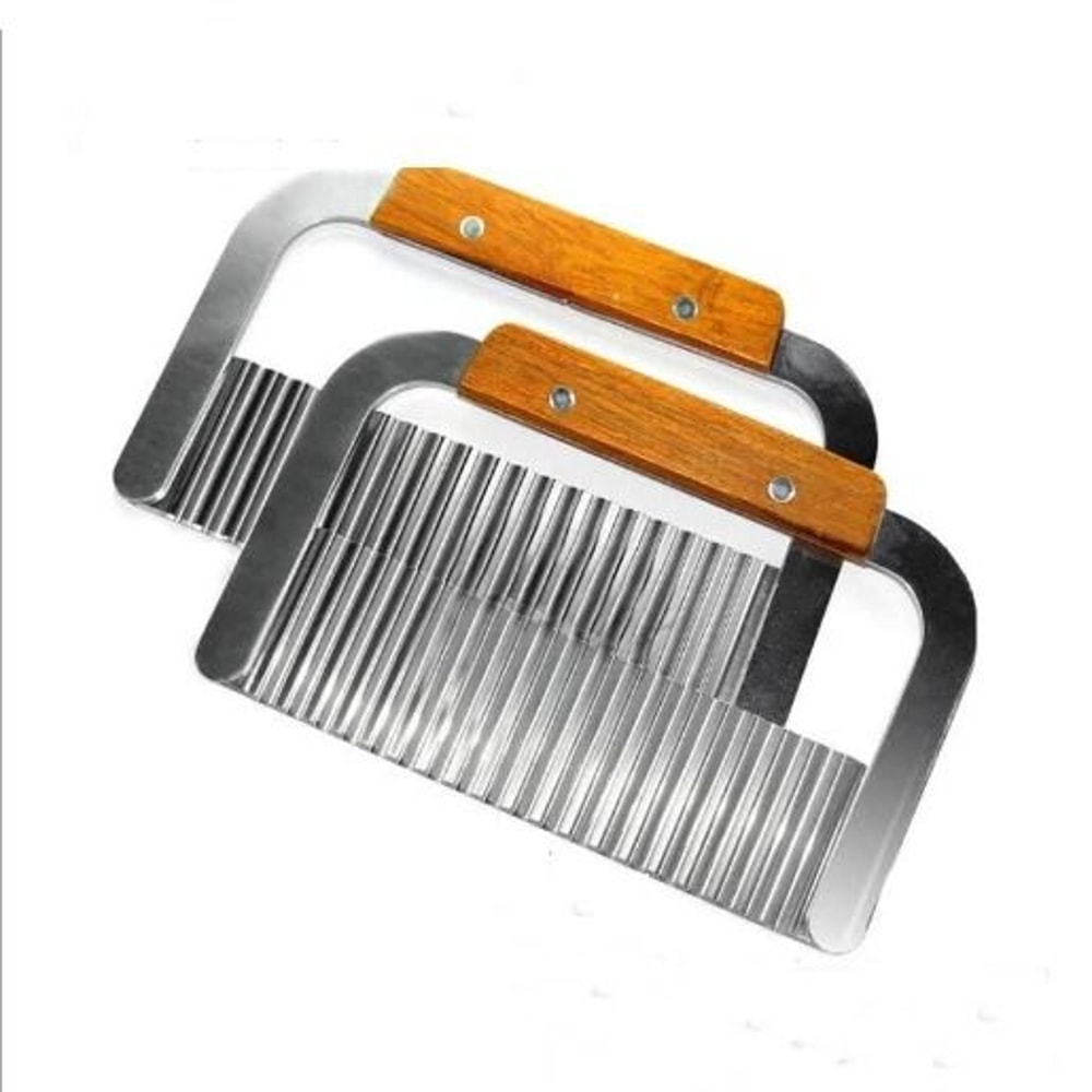 Stainless Steel Crinkle Cutter Potato Slicer With Wooden Handle 1
