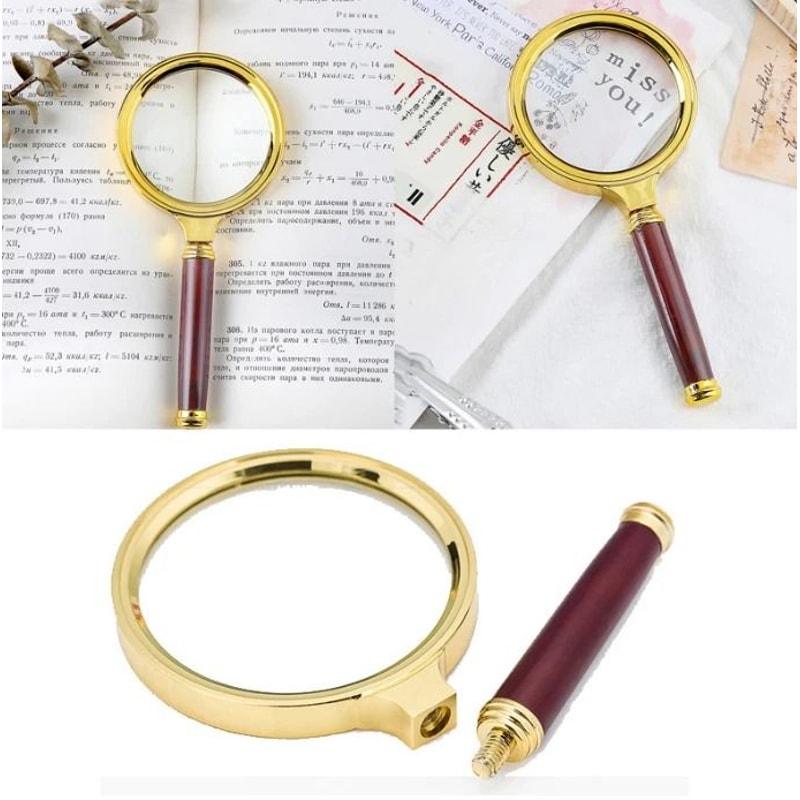 Handheld Magnifying Glass 6X Vintage Reading Magnifier With Mahogany Style Handle 2