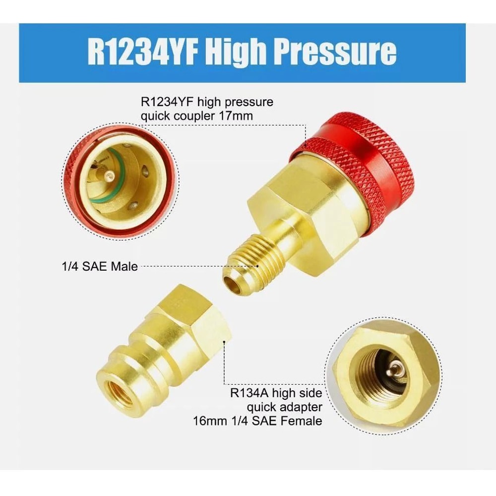Adapter Kit Brass Quick Couplers High Low Side Car AC Conversion 1