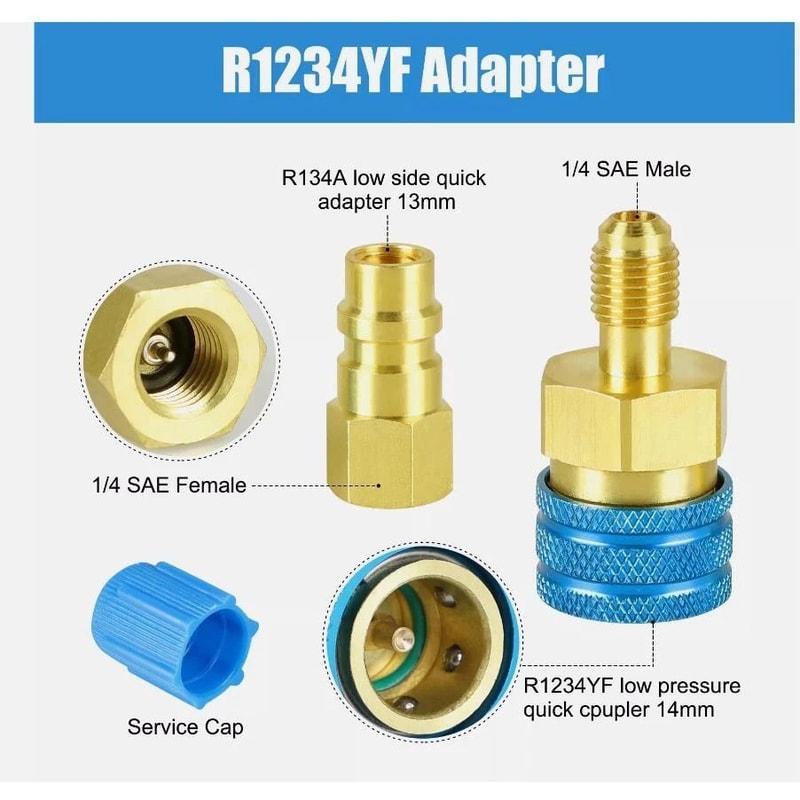 Adapter Kit Brass Quick Couplers High Low Side Car AC Conversion 2