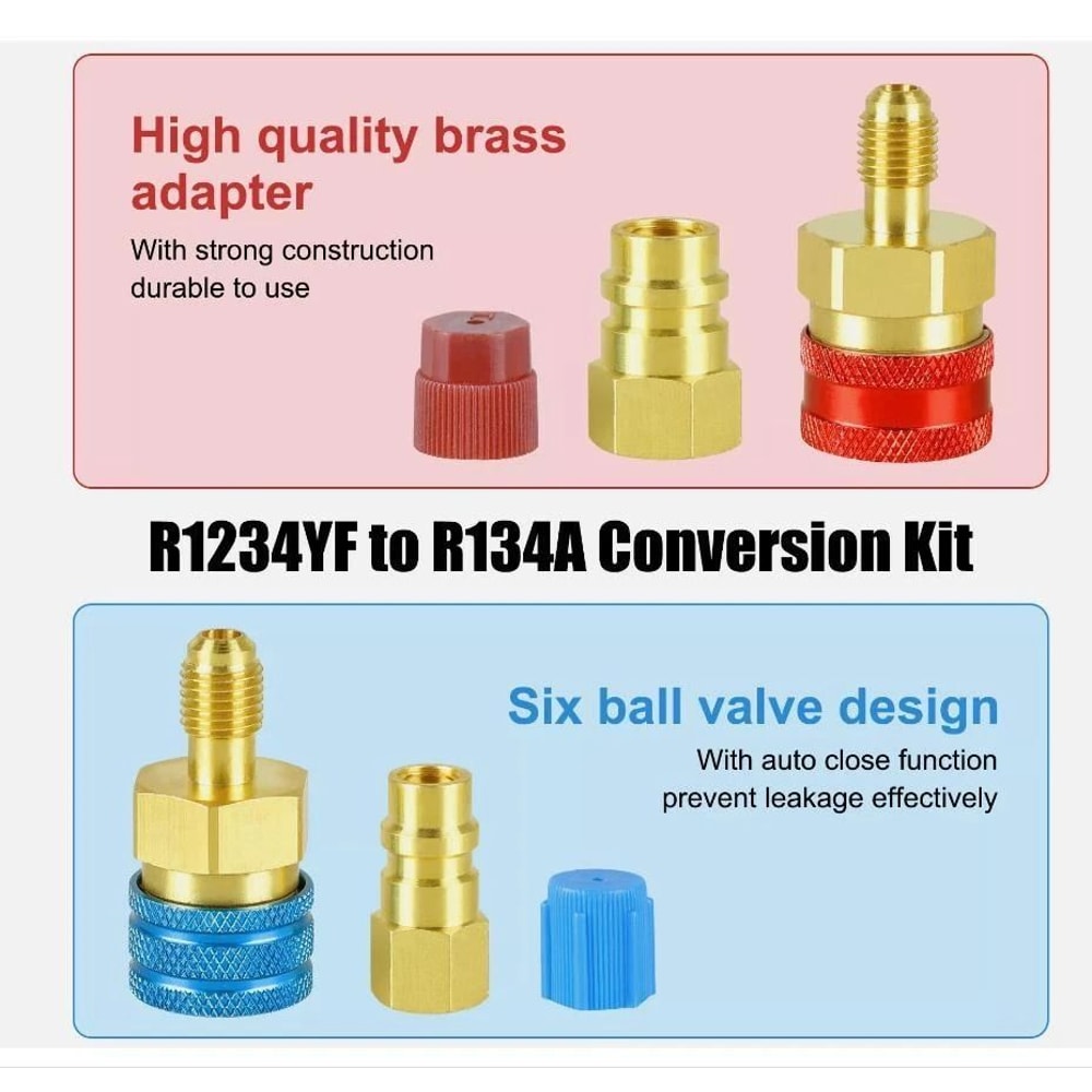 Adapter Kit Brass Quick Couplers High Low Side Car AC Conversion 3