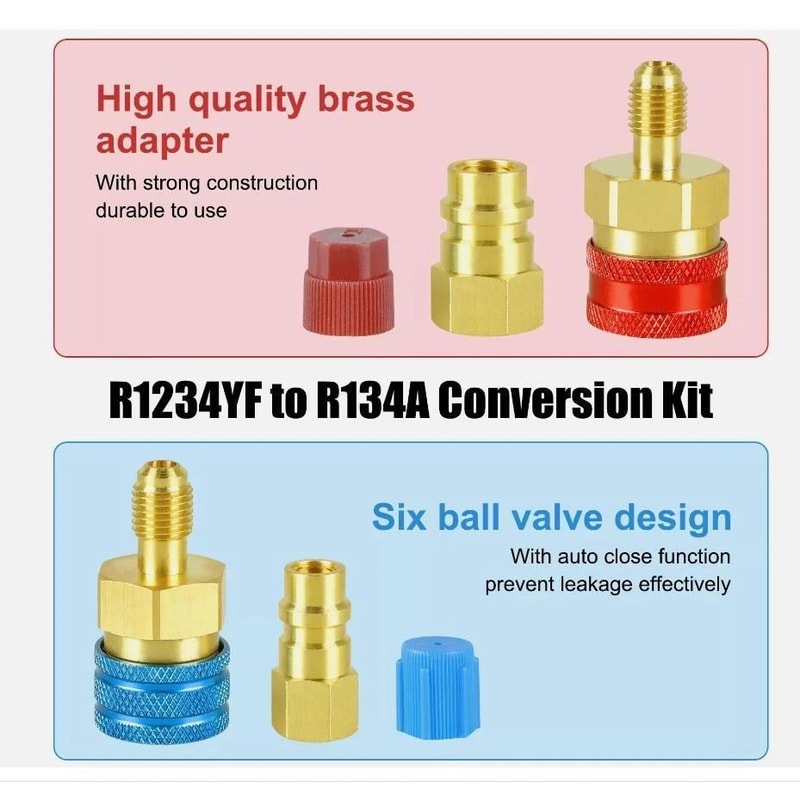 Adapter Kit Brass Quick Couplers High Low Side Car AC Conversion 3