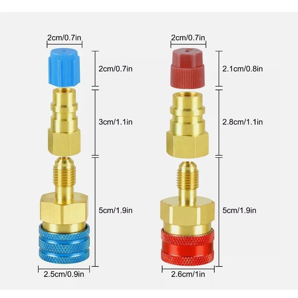 Adapter Kit Brass Quick Couplers High Low Side Car AC Conversion 5