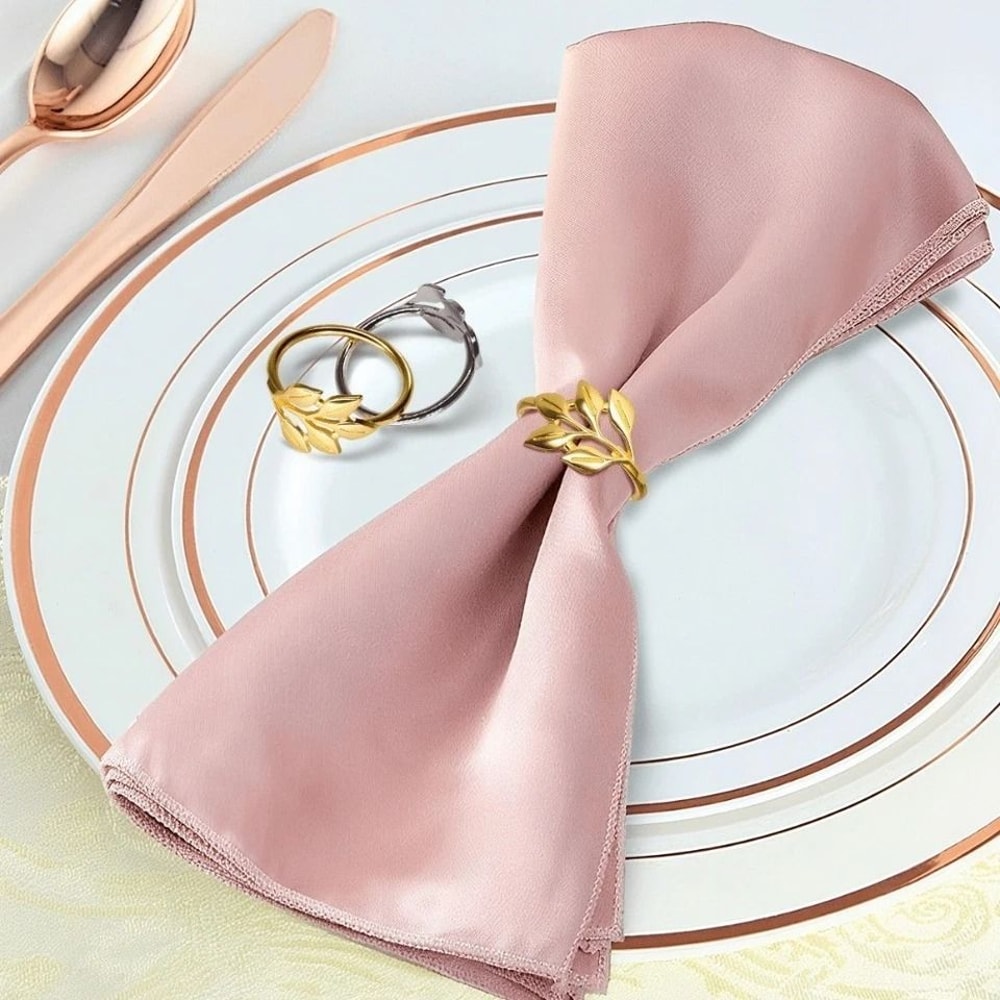 Gold Leaf Napkin Rings Set Of For Wedding Table Decor And Elegant Dinner Parties 5
