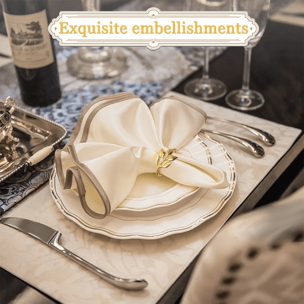 Gold Leaf Napkin Rings Set Of For Wedding Table Decor And Elegant Dinner Parties 7