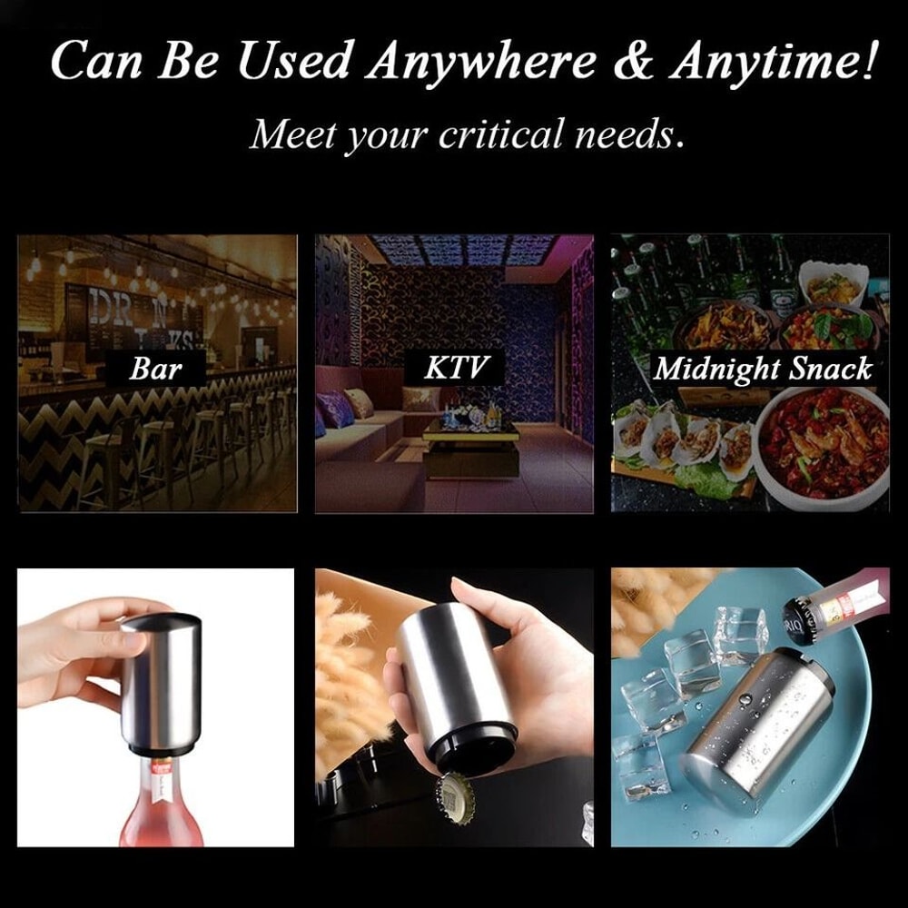 Automatic Magnetic Bottle Opener Stainless Steel Push Down Beer Soda Cap Remover 7