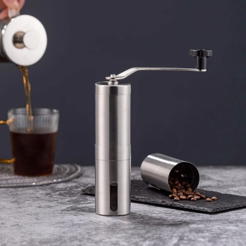 Portable Manual Coffee Grinder Stainless Steel Hand Coffee Mill With Ceramic Burr 8