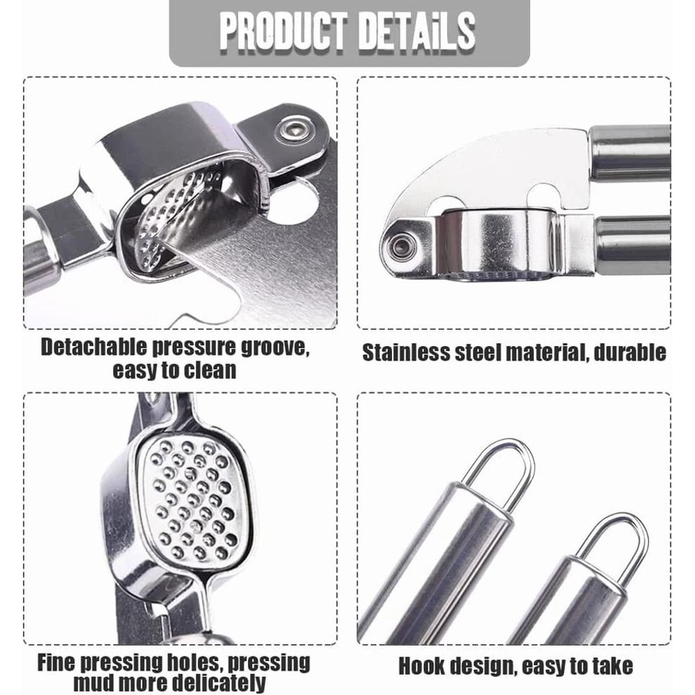 Professional Stainless Steel Garlic Press And Garlic Mincer Tool 6