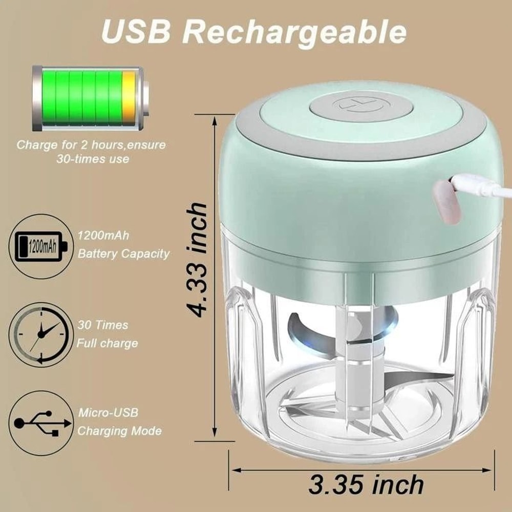 USB Rechargeable Electric Garlic Chopper Mini Food Processor For Veggies Baby Food And Meat 4