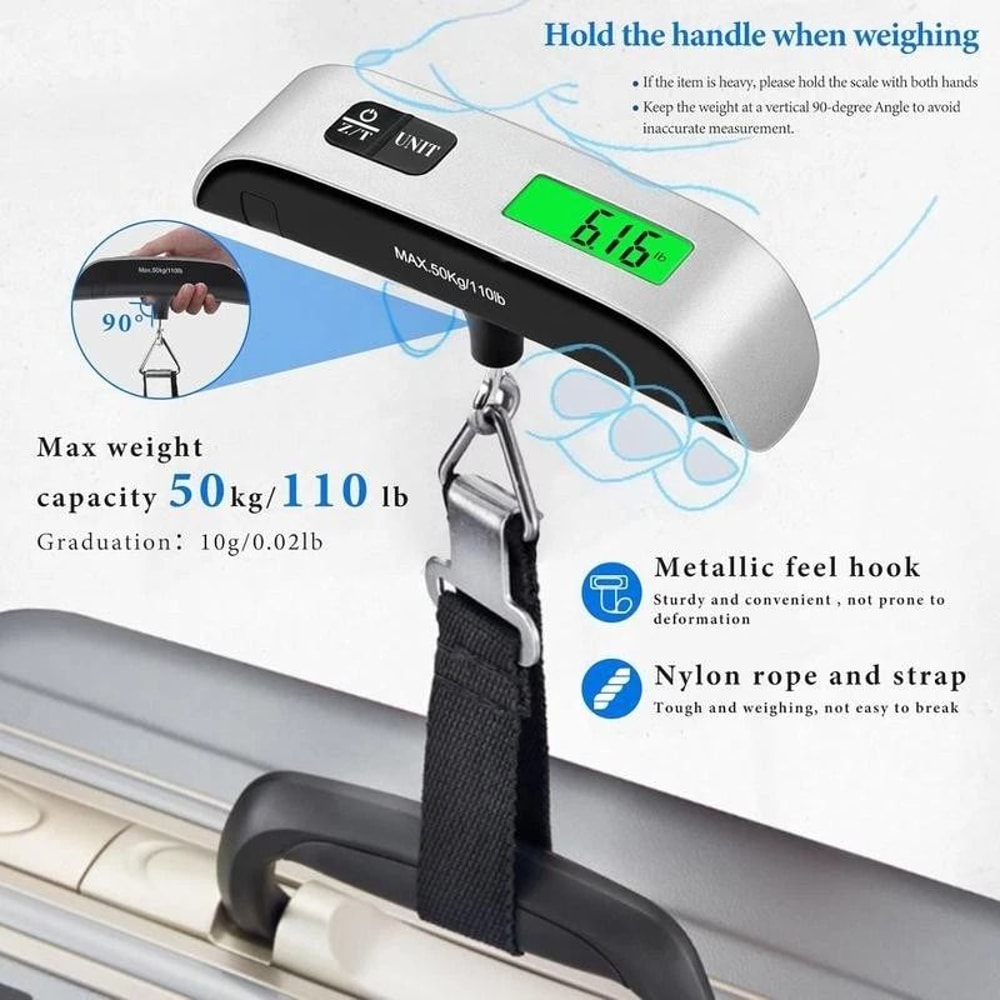 Portable Digital Luggage Scale With Backlit Display And Temperature Sensor 6