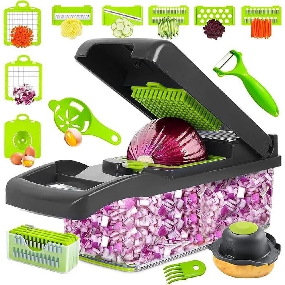 Vegetable Chopper And Veggie Slicer With Container For Fast Salad And Onion Prep 0