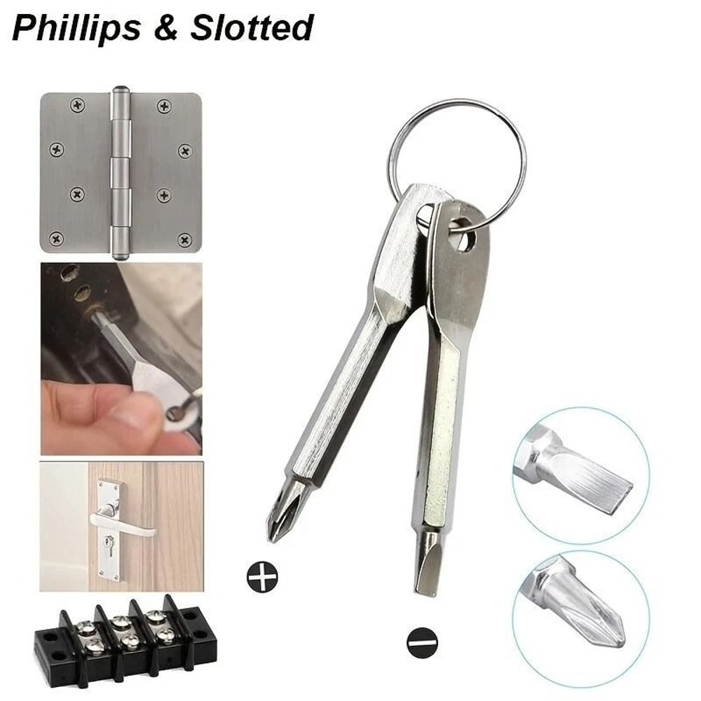 Keychain Screwdriver Set Stainless Steel Mini EDC Pocket Tool 2