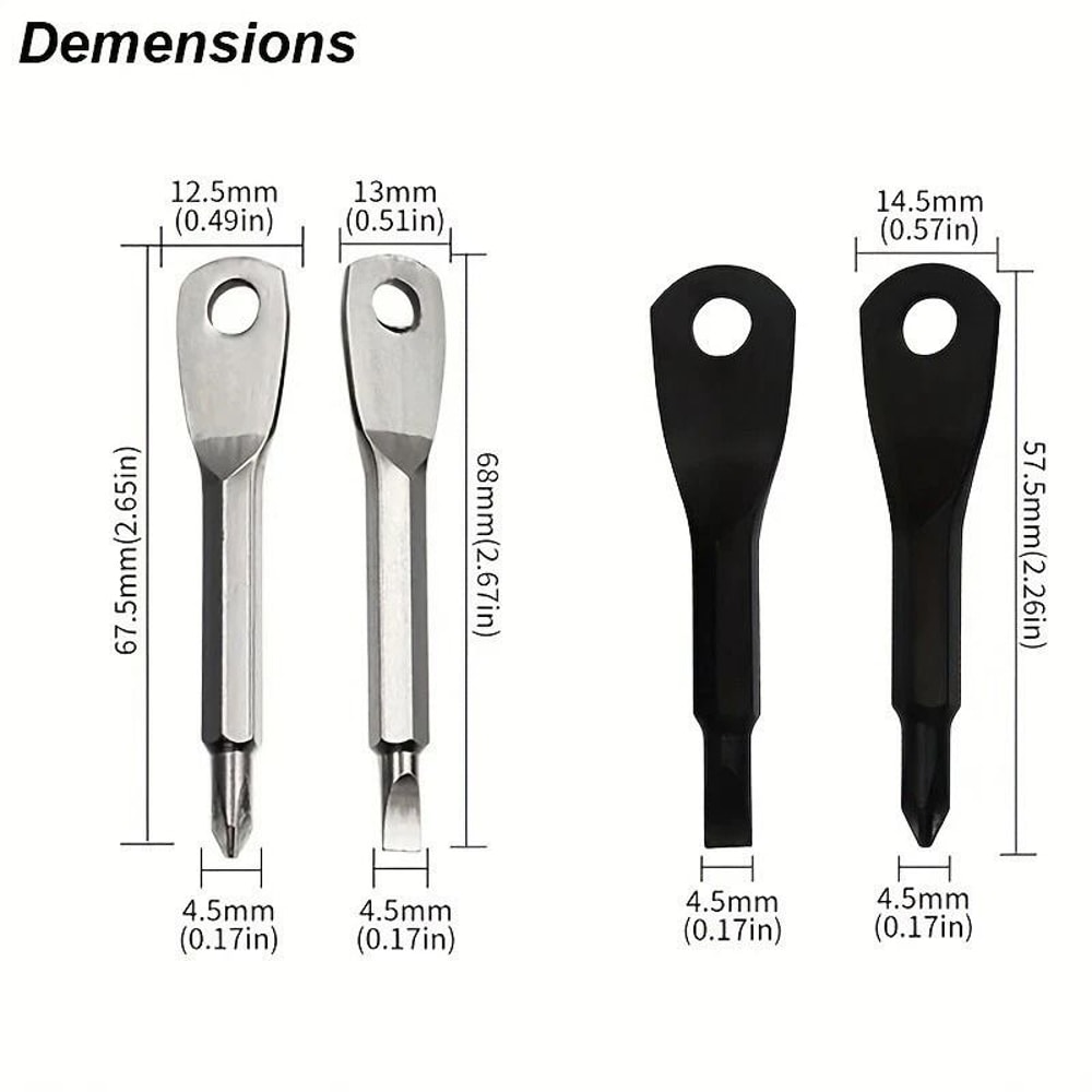 Keychain Screwdriver Set Stainless Steel Mini EDC Pocket Tool 6