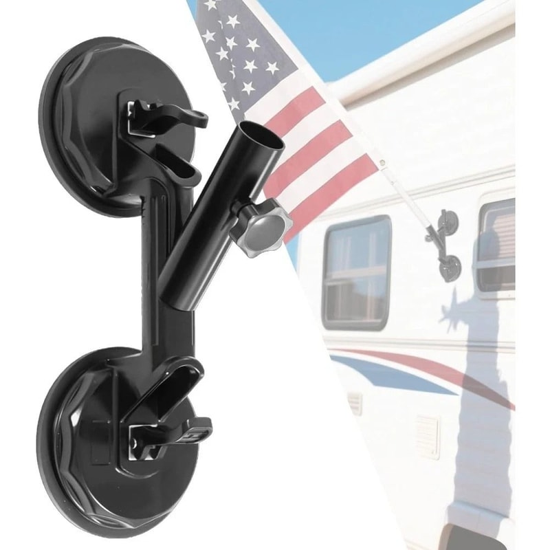 Quick Install RV Flag Pole Mount Suction Cup Holder Heavy Duty No Drill Camper Flag Bracket 0