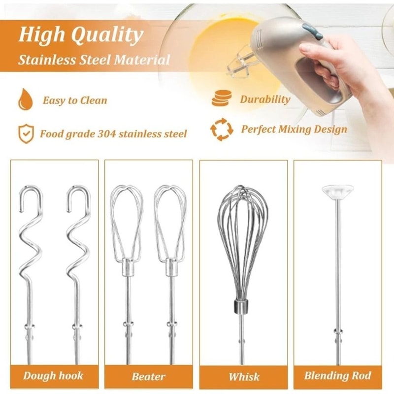 Hand Mixer Attachments Set With Replacement Beaters Dough Hooks And Whisk 1