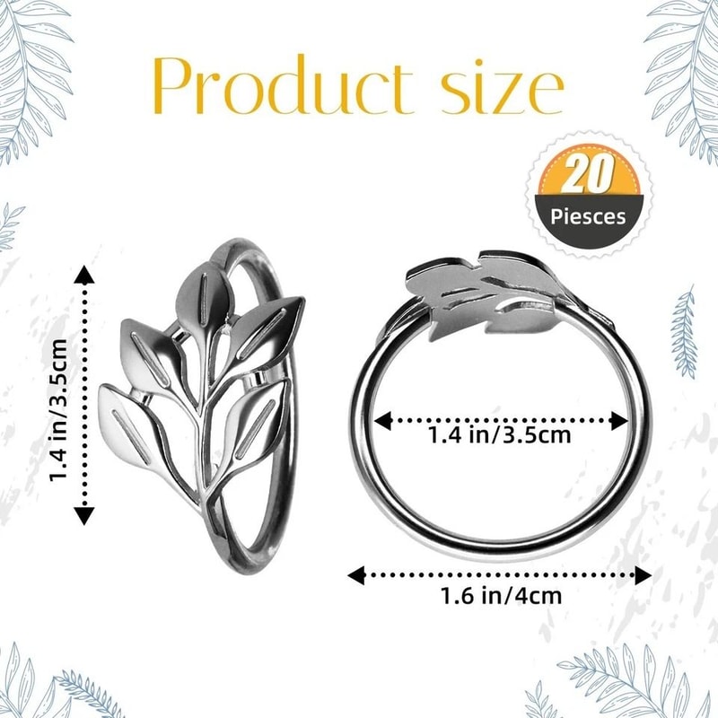 Silver Leaf Napkin Rings Set Of 20 For Christmas Wedding Table Decor 3
