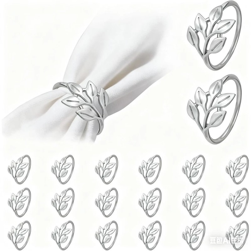 Silver Leaf Napkin Rings Set Of 20 For Christmas Wedding Table Decor 7
