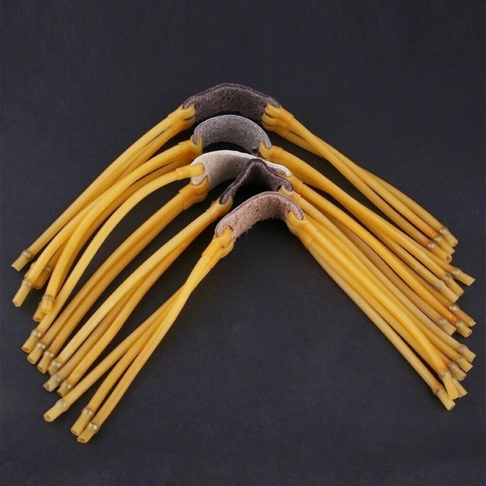 Strip Slingshot Replacement Bands With Leather Pouch For Catapult Hunting 0