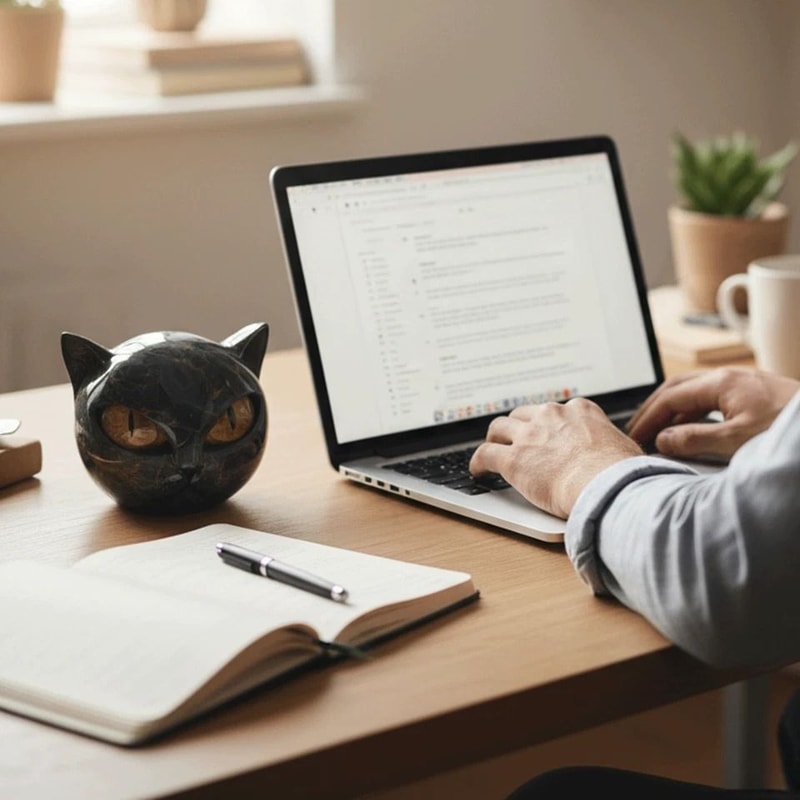 Elegant Black Cat Figurine Tabletop Statue For Modern Home Decor And Cat Lover Gifts 4