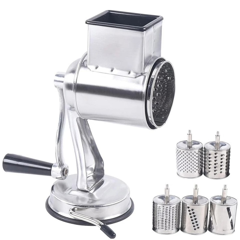 Stainless Steel Rotary Cheese Grater Hand Crank Vegetable Drum Slicer 1