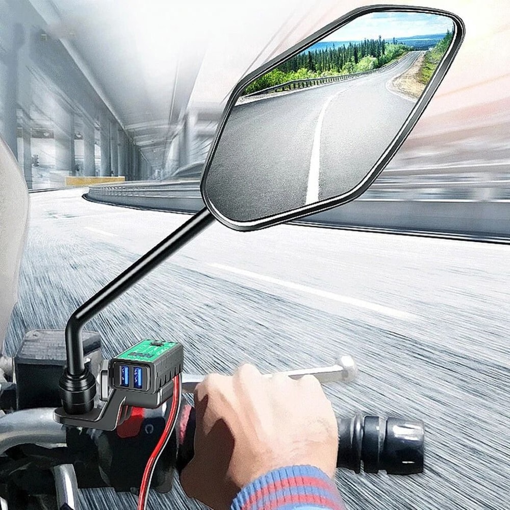 Waterproof Motorcycle USB Charger SAE To Dual USB Adapter With Voltmeter For ATV UTV 1