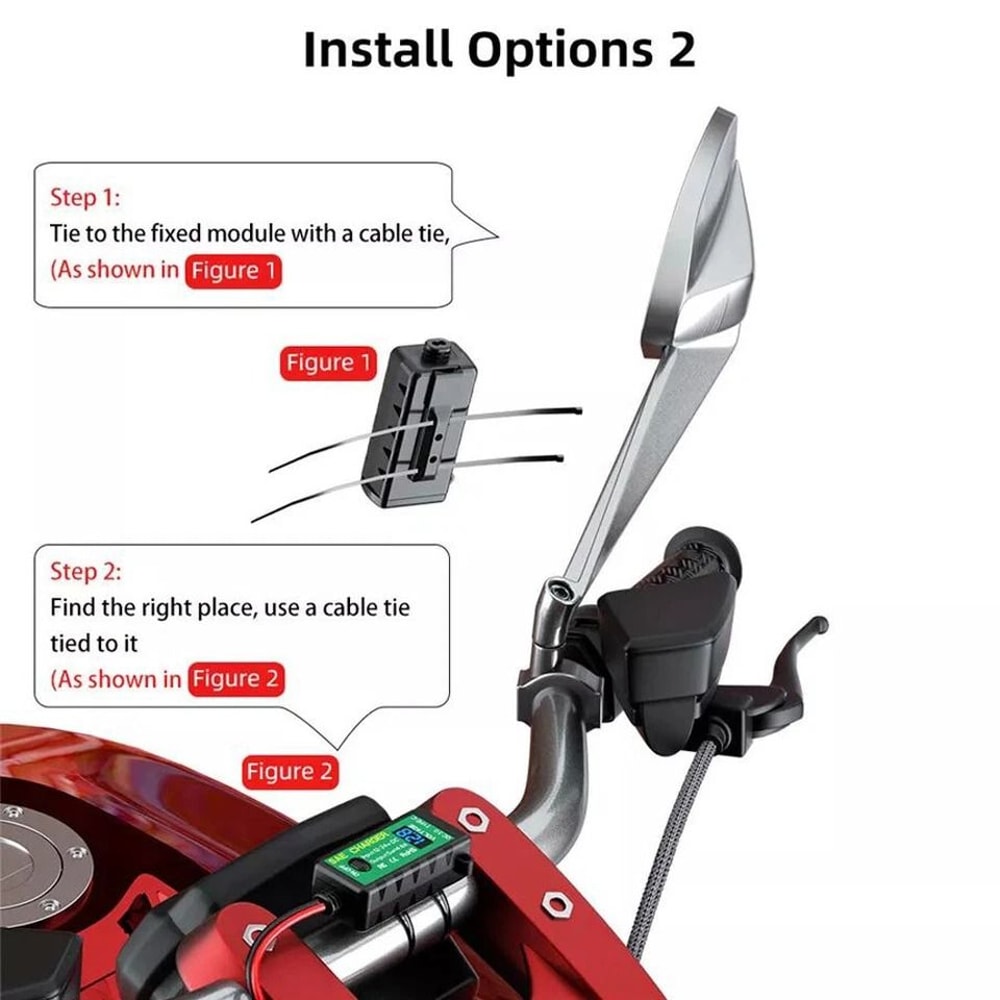 Waterproof Motorcycle USB Charger SAE To Dual USB Adapter With Voltmeter For ATV UTV 8