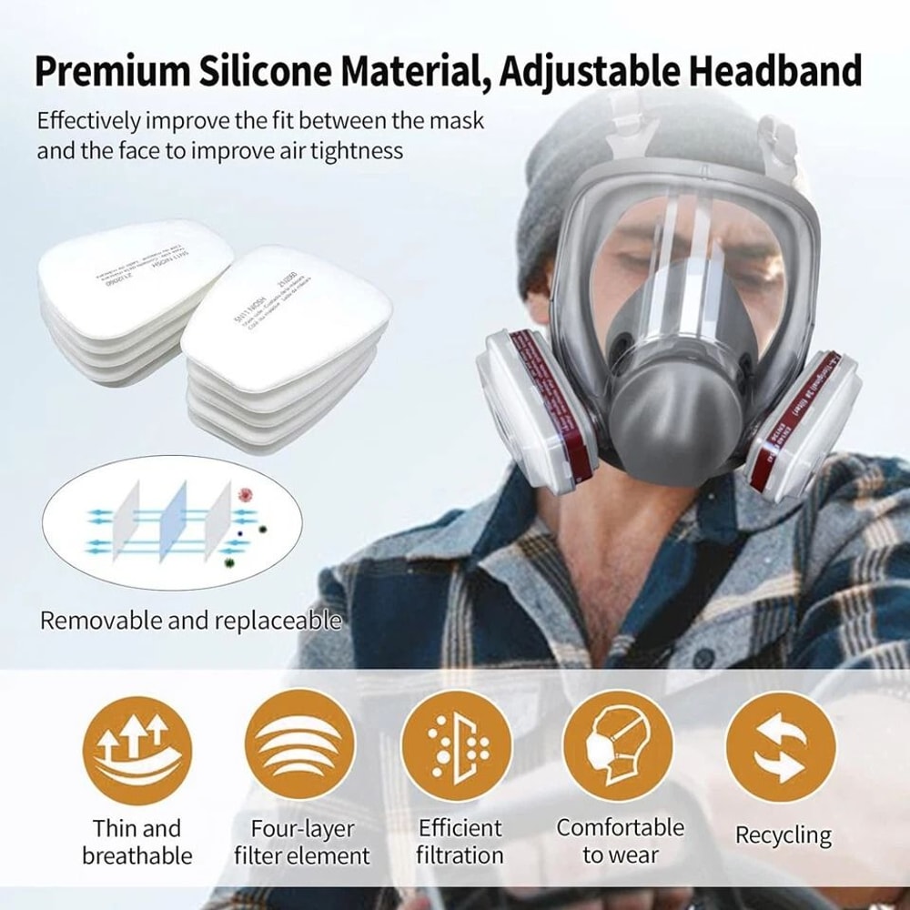 Full Face Respirator Mask With Filters For Painting Spraying And Organic Vapor Protection 4