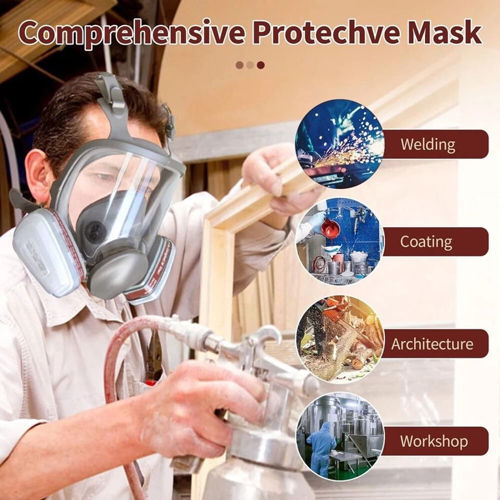 Full Face Respirator Mask With Filters For Painting Spraying And Organic Vapor Protection 5