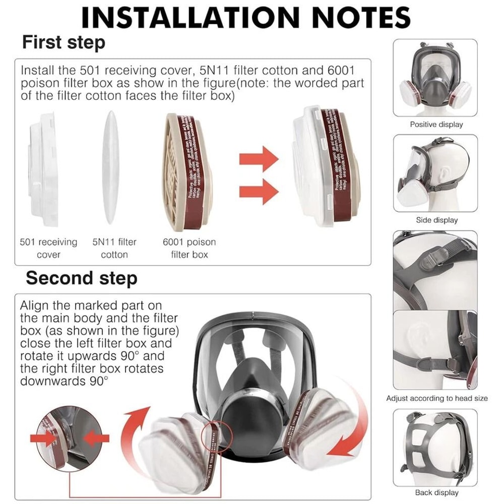 Full Face Respirator Mask With Filters For Painting Spraying And Organic Vapor Protection 6