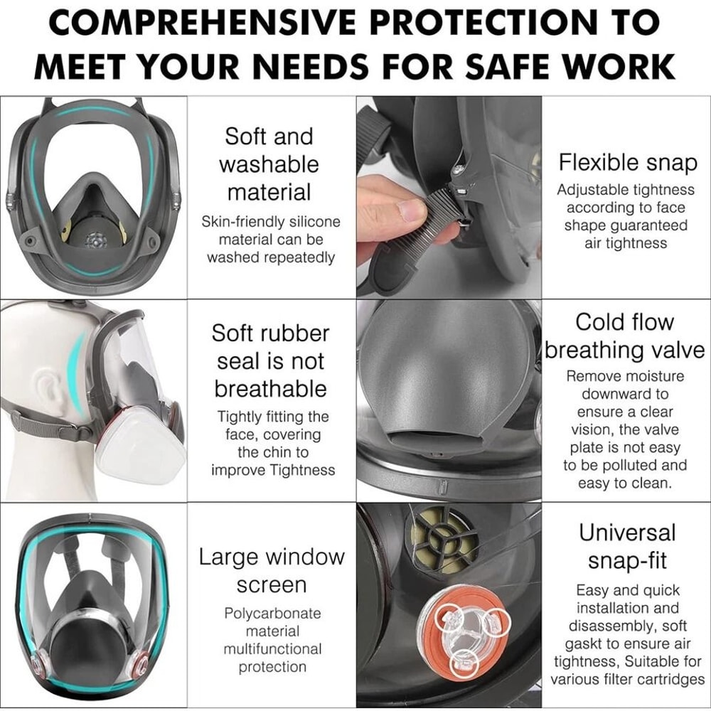 Full Face Respirator Mask With Filters For Painting Spraying And Organic Vapor Protection 7