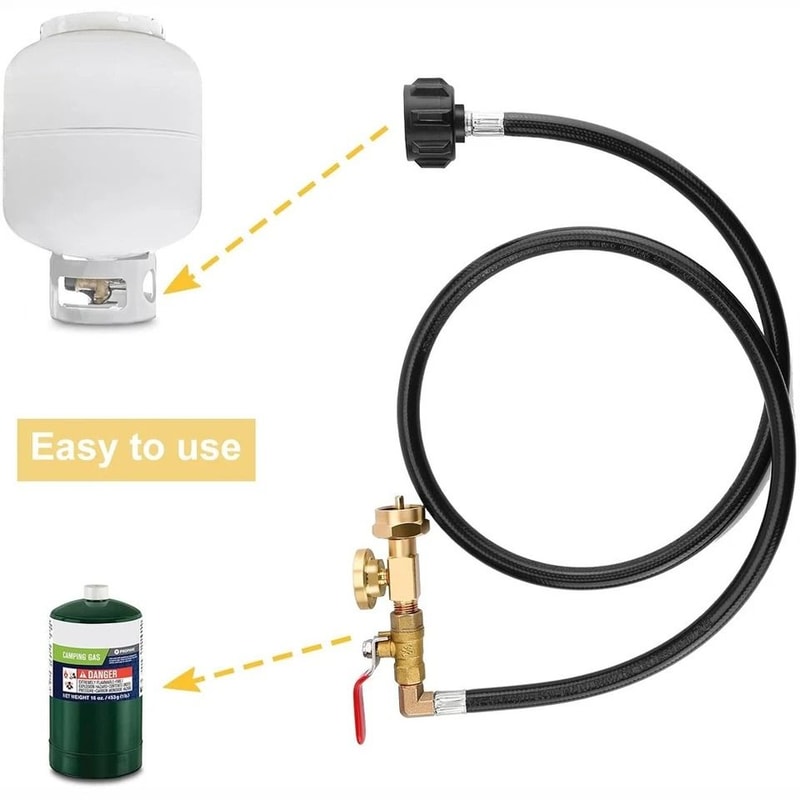 Propane Refill Adapter Hose With Gauge And On Off Valve For Tanks 1