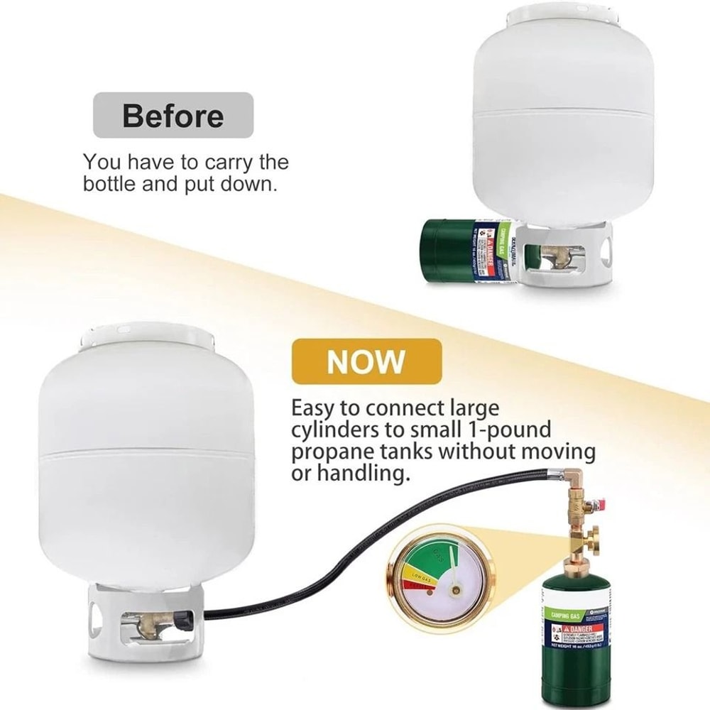 Propane Refill Adapter Hose With Gauge And On Off Valve For Tanks 6