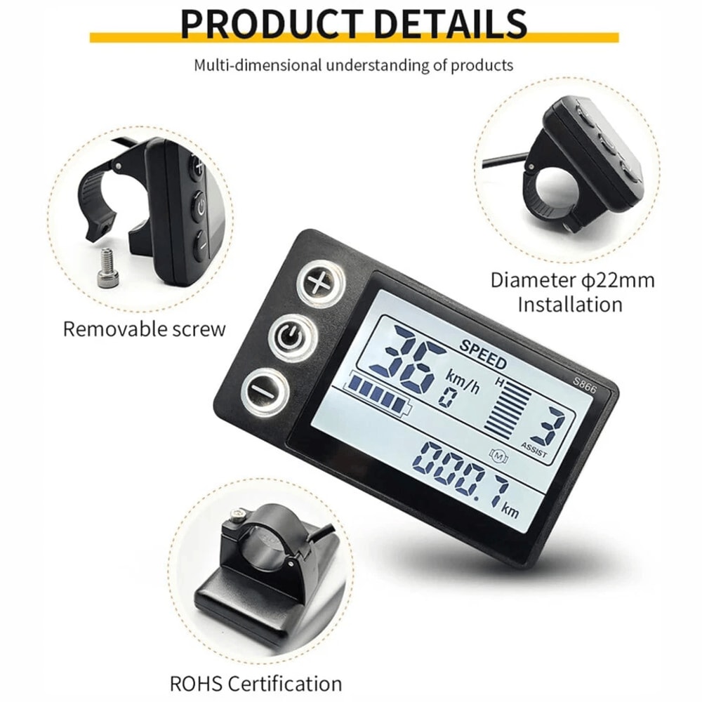 Mini EBike LCD Display Speedometer Waterproof Meter 9