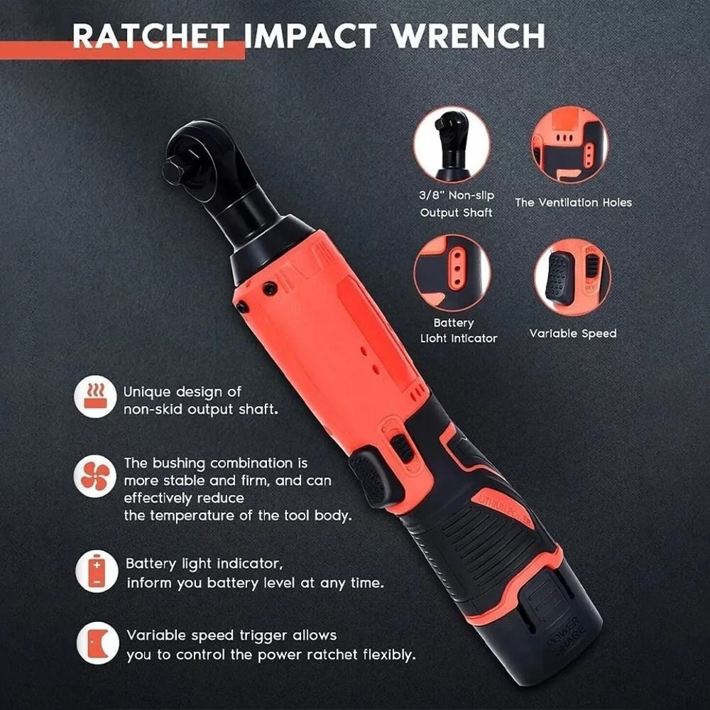 Cordless Electric Ratchet Wrench Drive Right Angle Power Tool 4