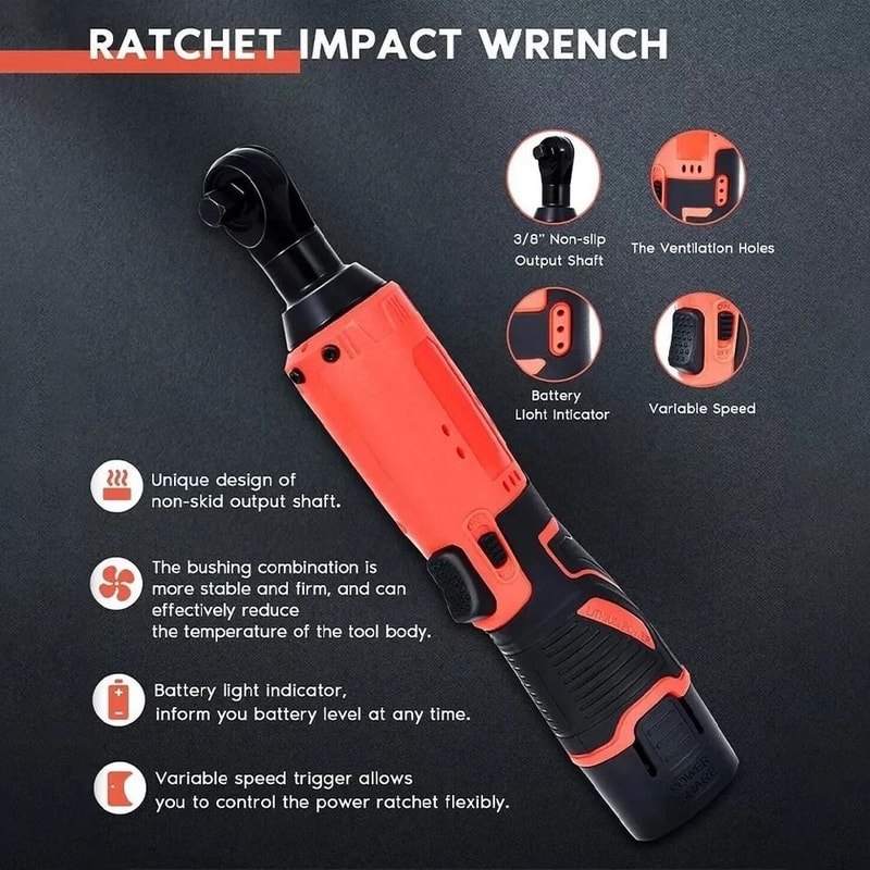 Cordless Electric Ratchet Wrench Drive Right Angle Power Tool 4