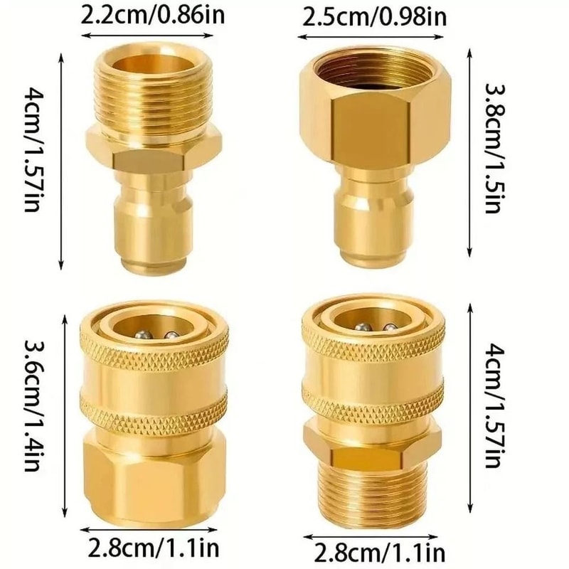 Pressure Washer Adapter Set Quick Connect Brass Fittings 2