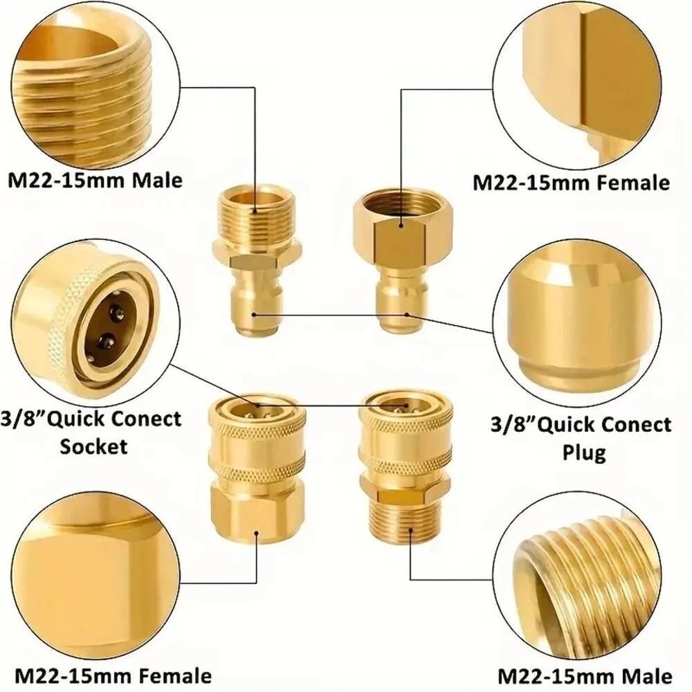 Pressure Washer Adapter Set Quick Connect Brass Fittings 3